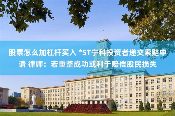 股票怎么加杠杆买入 *ST宁科投资者递交索赔申请 律师：若重整成功或利于赔偿股民损失