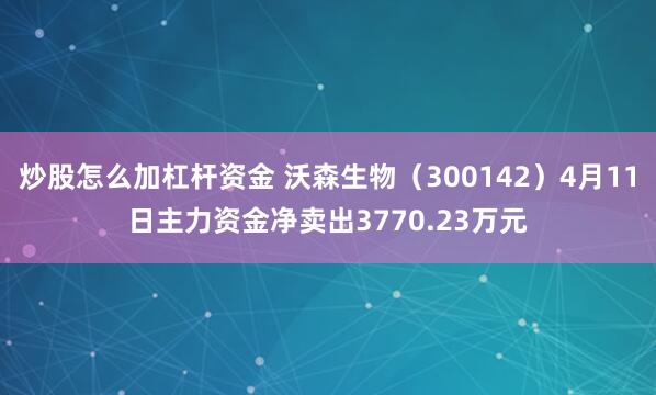 炒股怎么加杠杆资金 沃森生物（300142）4月11日主力资金净卖出3770.23万元