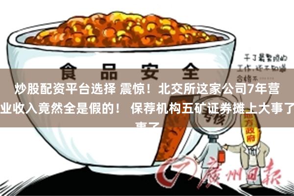 炒股配资平台选择 震惊！北交所这家公司7年营业收入竟然全是假的！ 保荐机构五矿证券摊上大事了